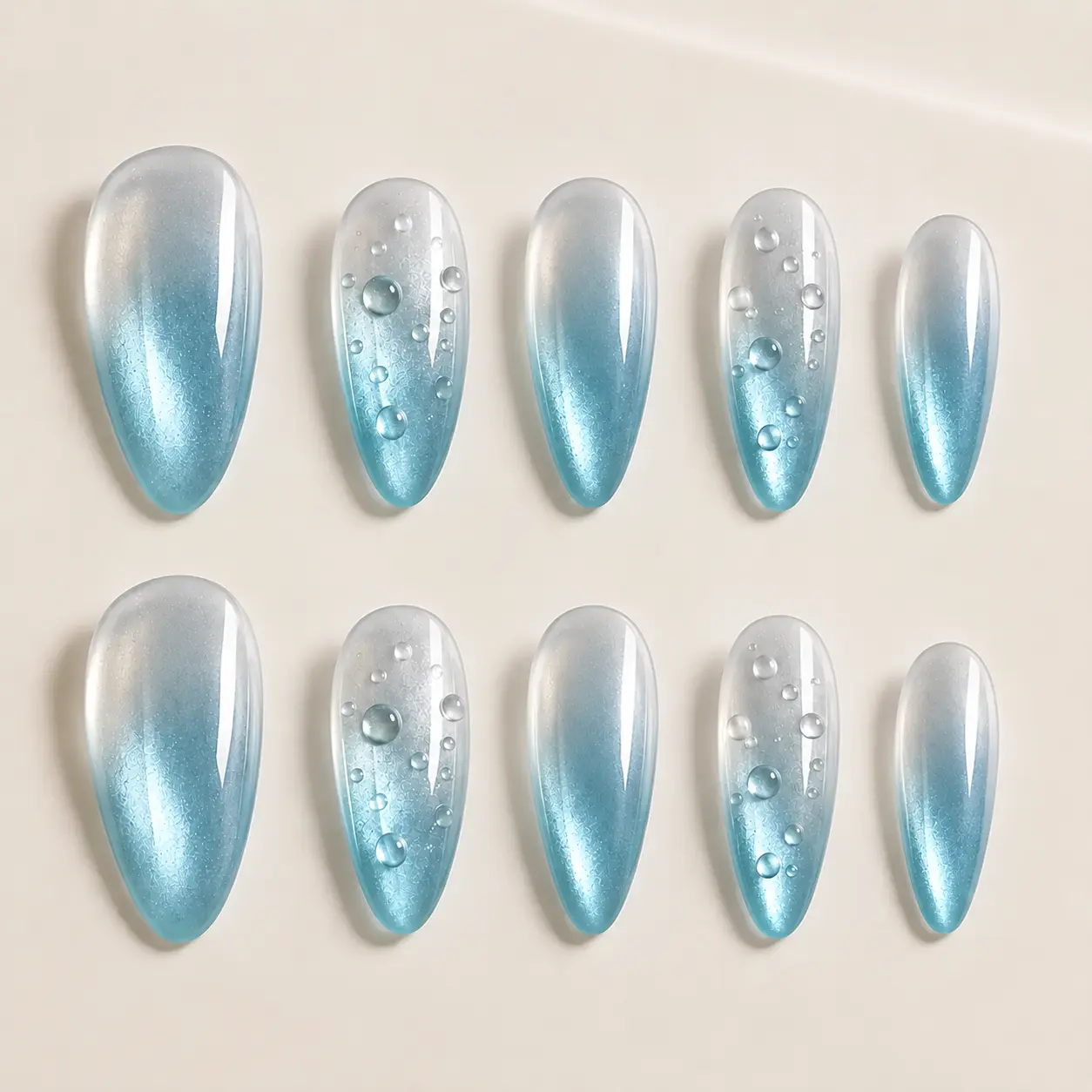 光感系列｜冰湖水光｜十片甲片 AI 商品展示圖
