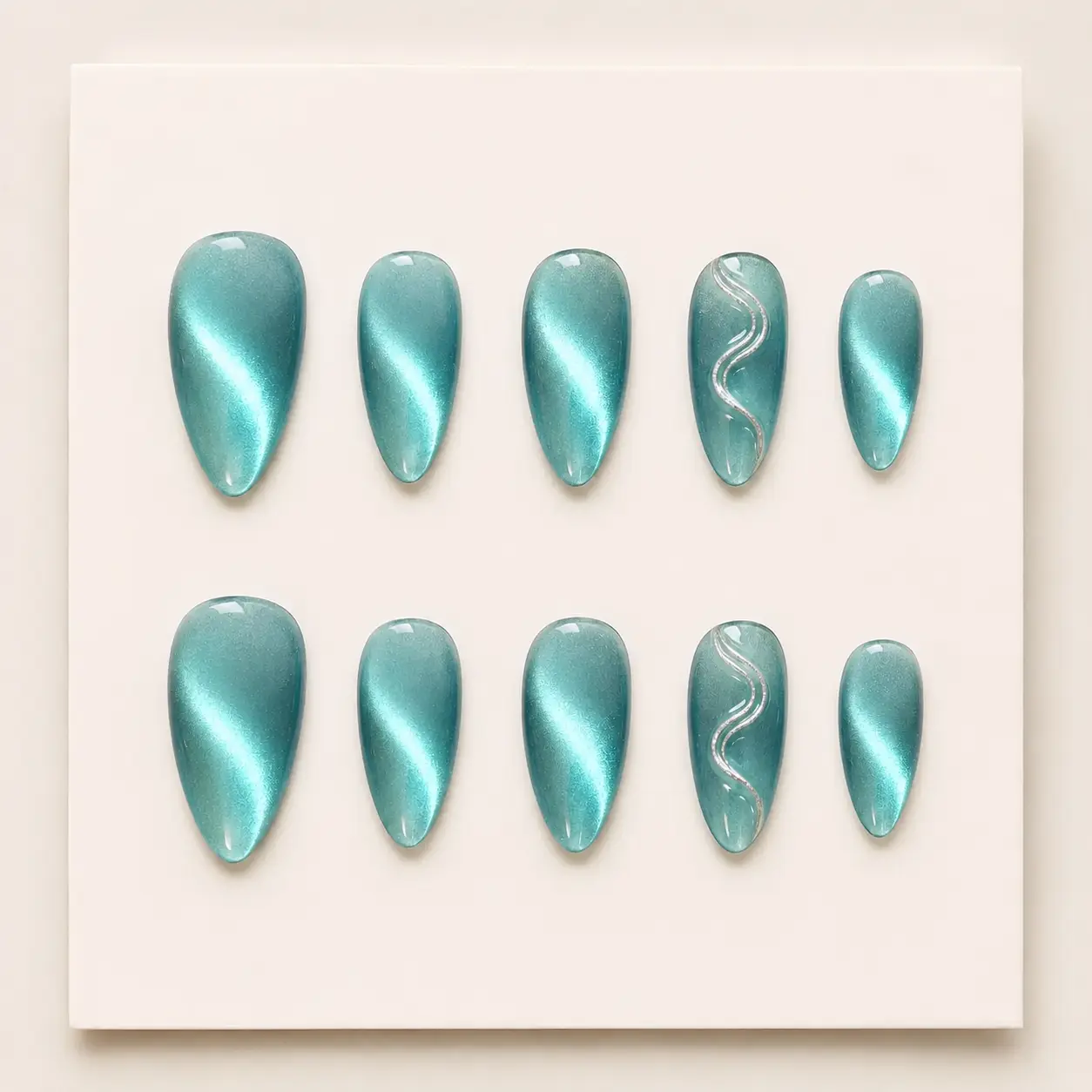 光感系列|人魚綠光|十片甲片 AI 商品展示圖